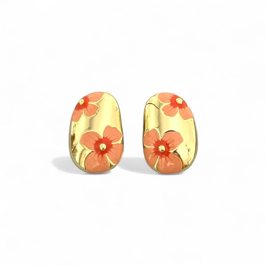 Lisya Orange 14K Rhodium Plated Earrings