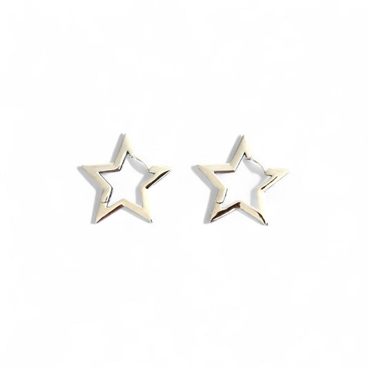 Star Silver Color Rhodium Plated Earrings