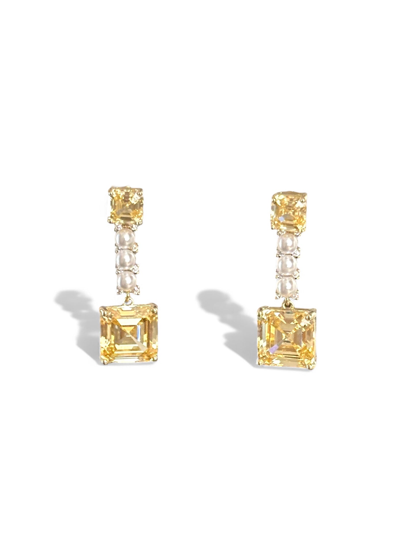 Belladi Yellow Rhodium Plated Earrings