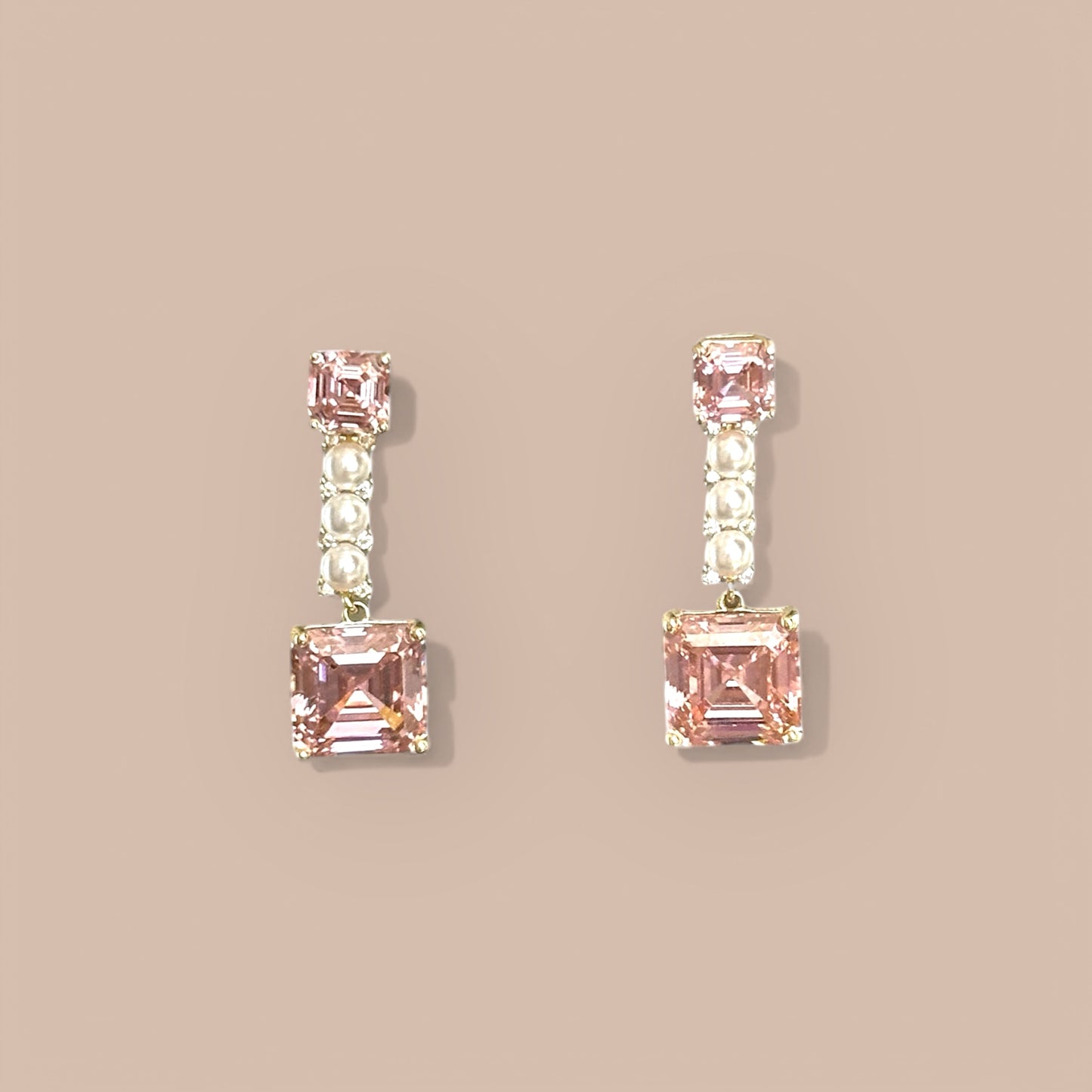 Belladi Pink Rhodium Plated Earrings