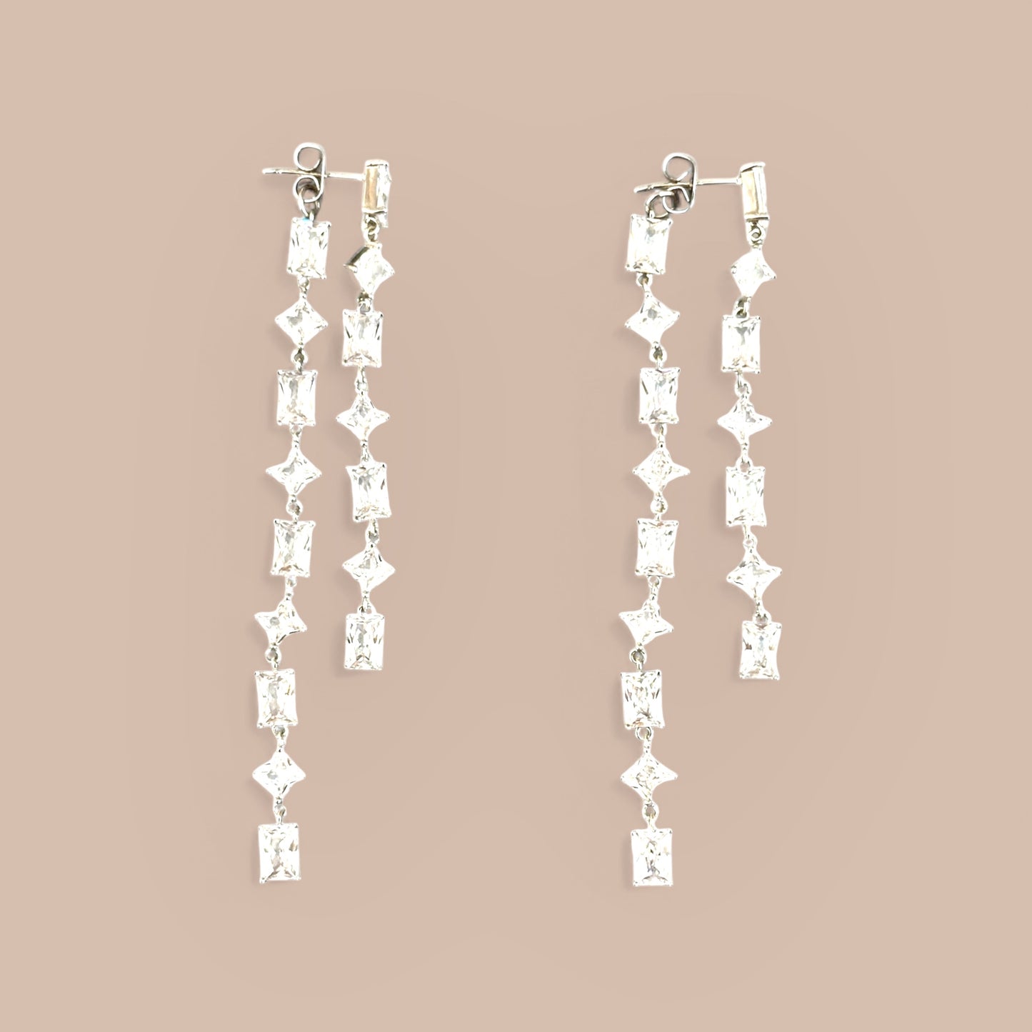 Lush Veil Silver Color Rhodium Plated Earrings