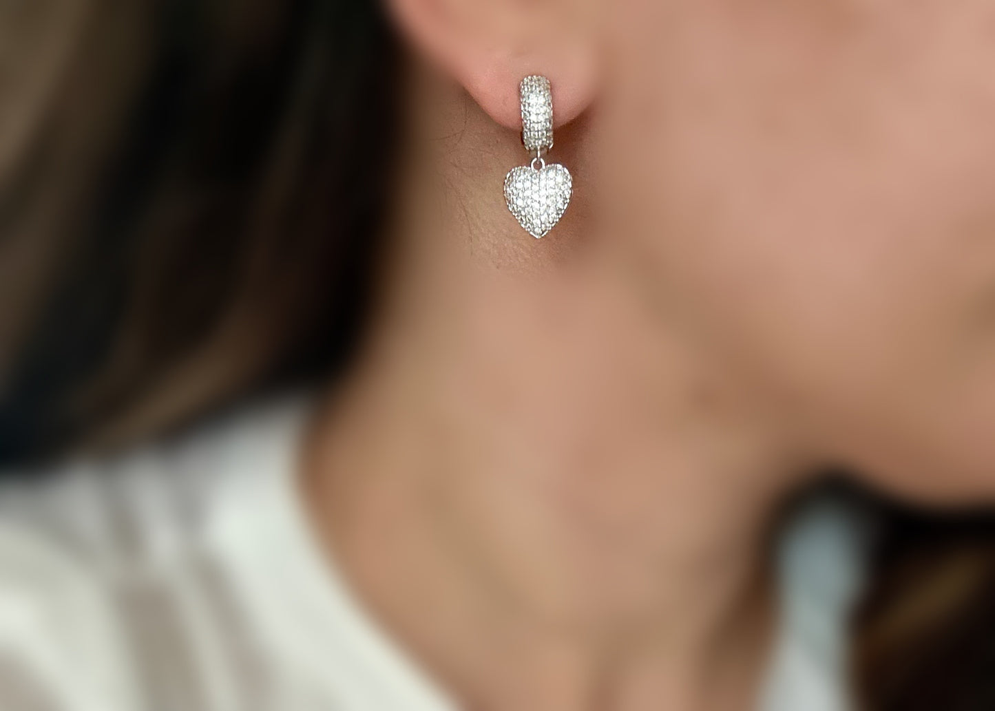 Moonlight Dream White Heart Earring