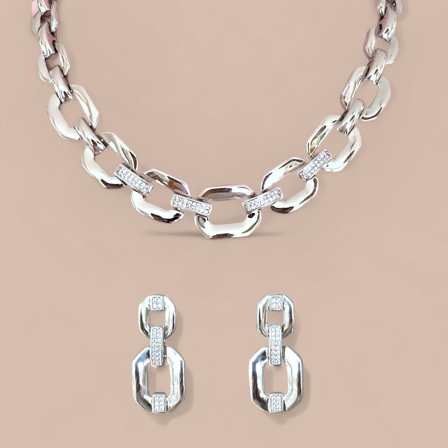 Sona Rhodium Plated Set