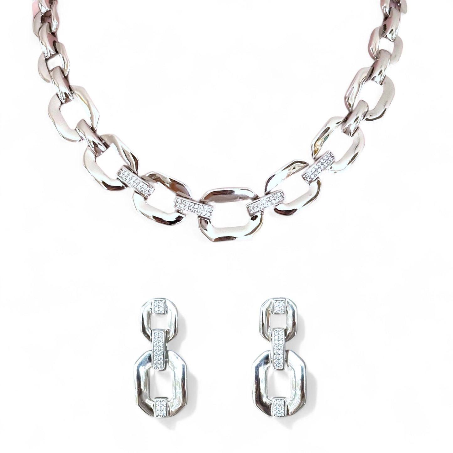Sona Rhodium Plated Set