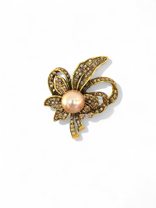 Vintage Monet Brass Plated Brooch