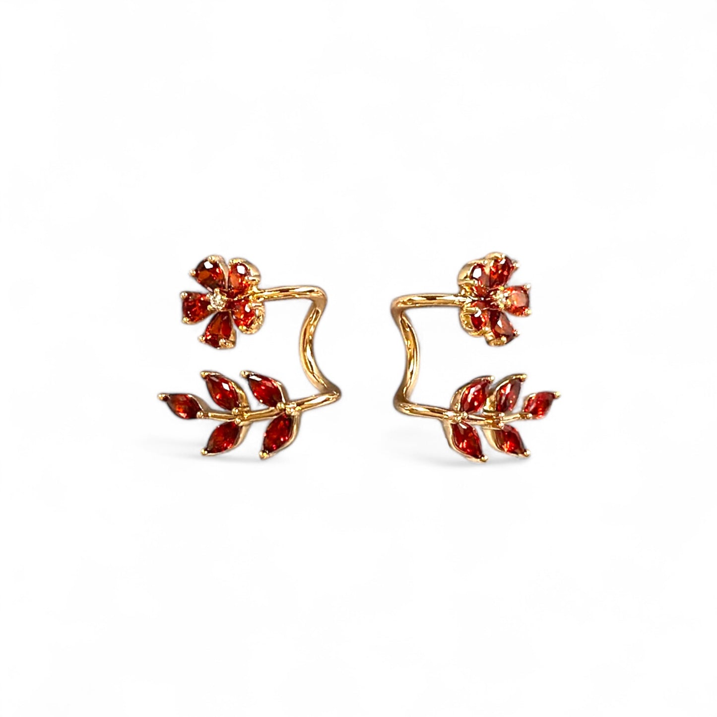 Flora Drops 18k Rhodium Plated Earrings