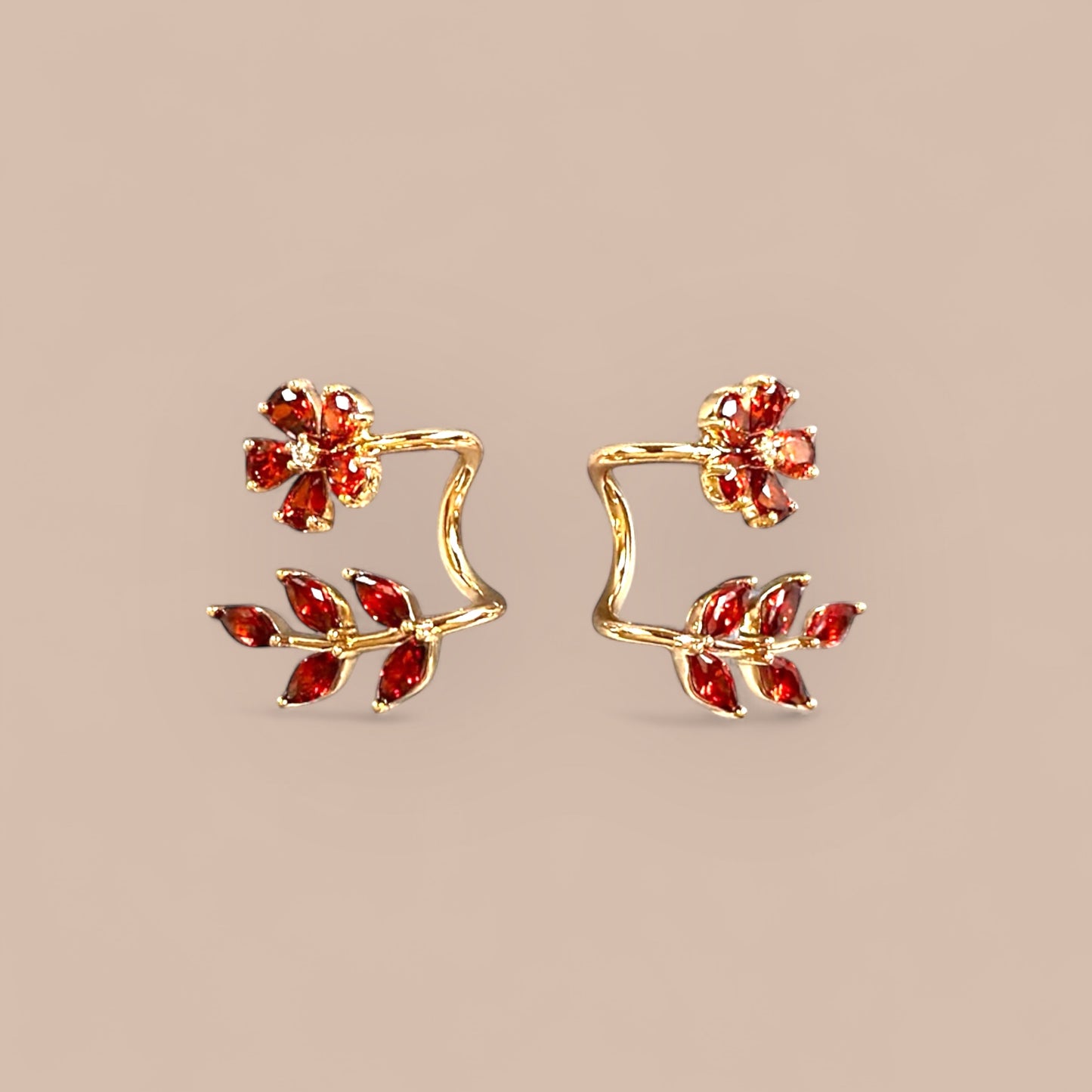 Flora Drops 18k Rhodium Plated Earrings