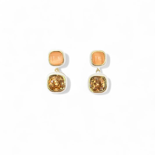 Nano Orange 14k Rhodium Plated Earrings