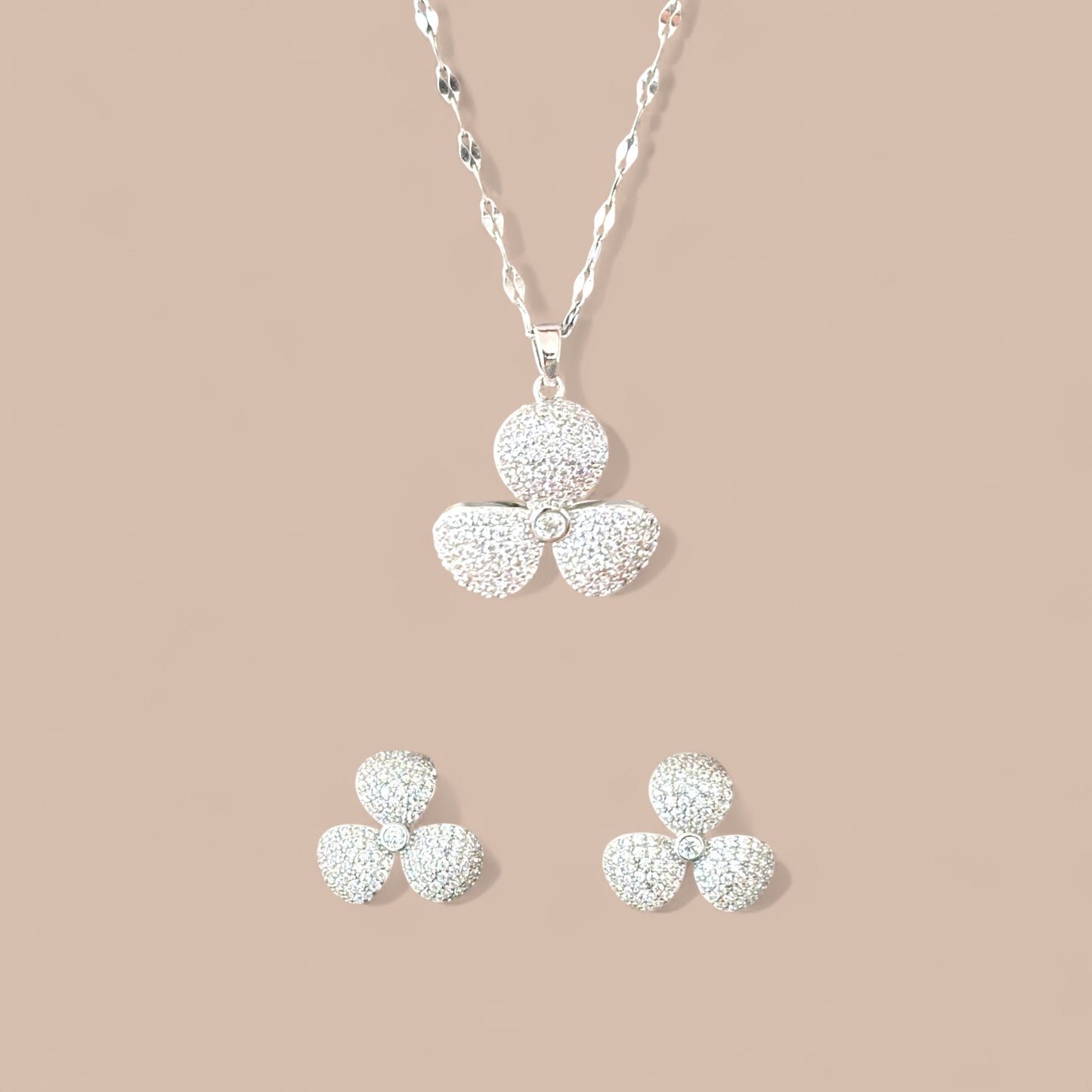 Mystara Silver Color Rhodium Plated Set