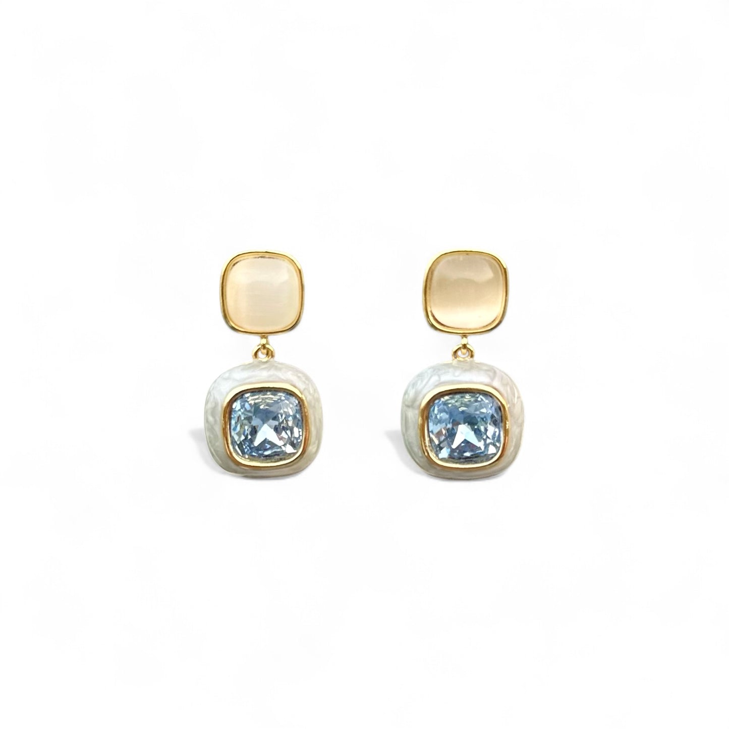 Nano Blue 14K Rhodium Plated Dangle Earrings