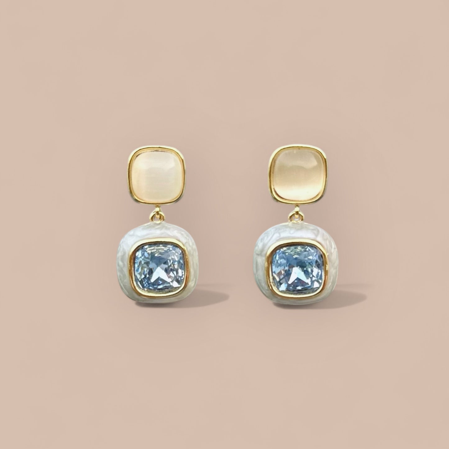 Nano Blue 14K Rhodium Plated Dangle Earrings