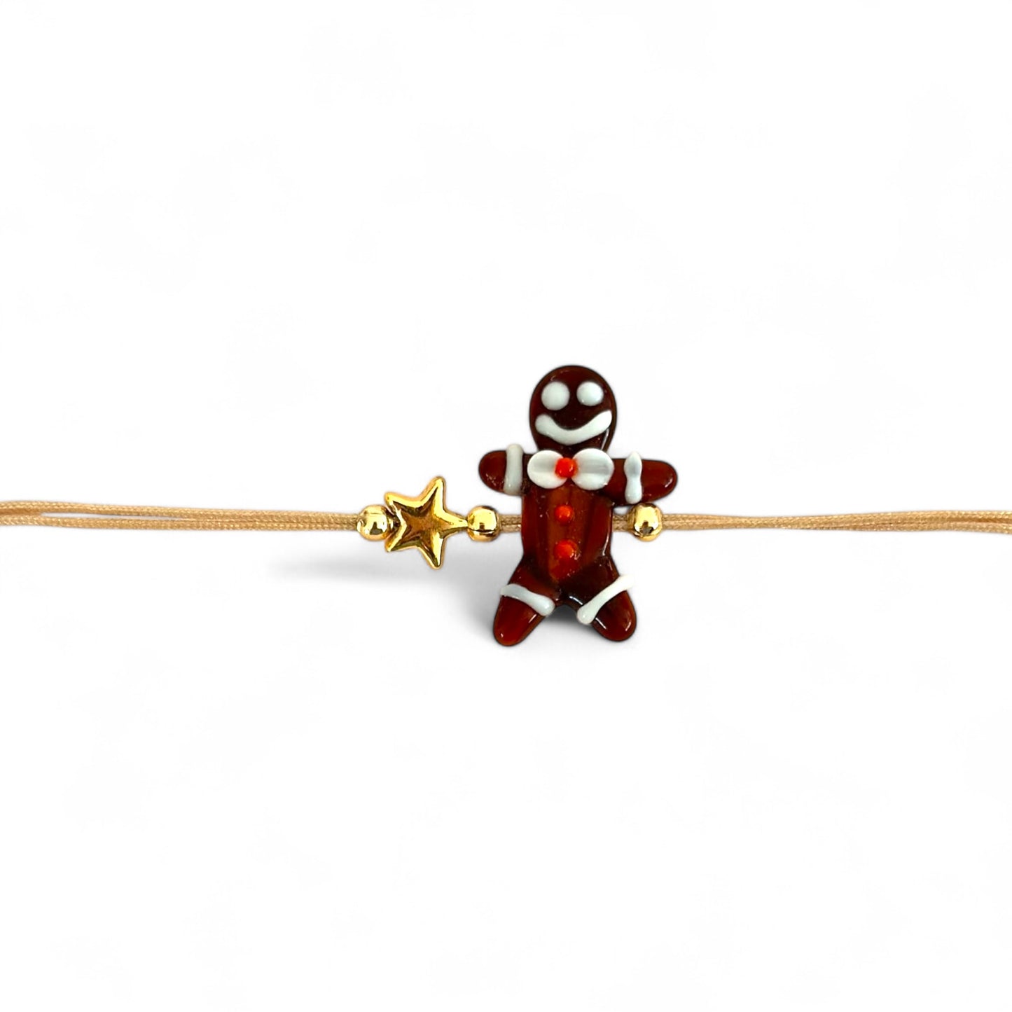 Gingerbread Men Murano Glass Bracelet
