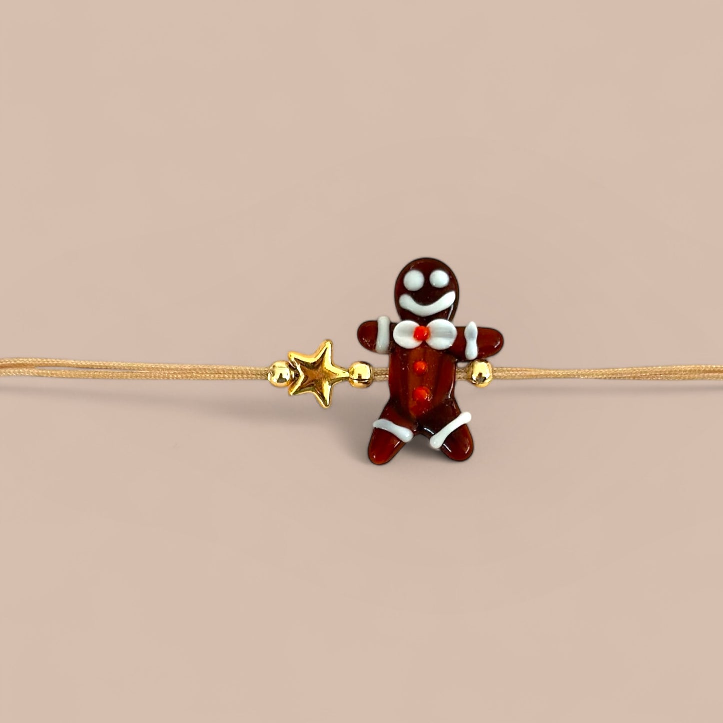 Gingerbread Men Murano Glass Bracelet