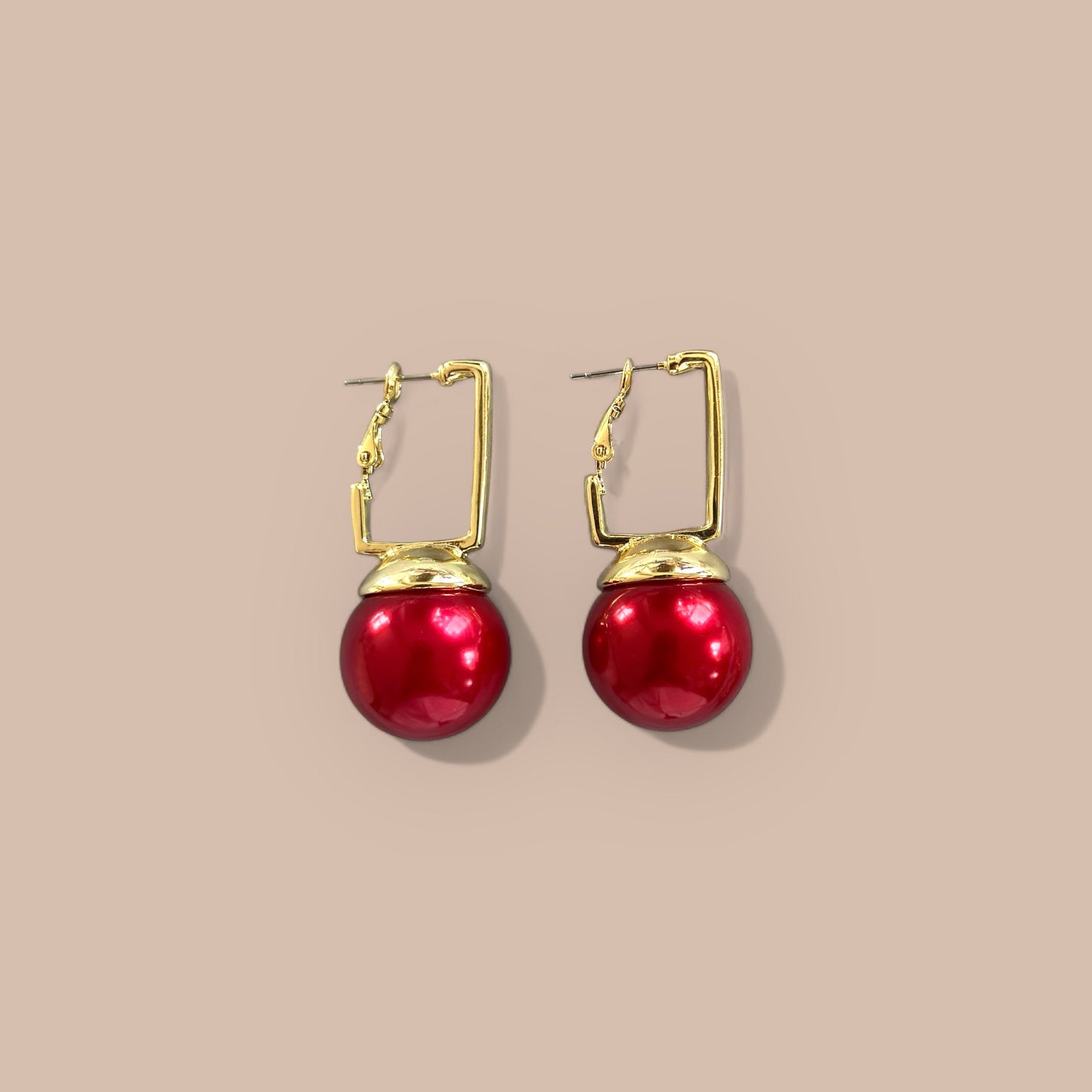 Red Bliss 14K Rhodium Plated Earrings