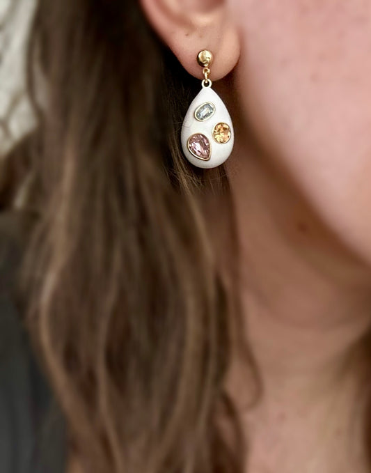 Coral Elegance Gold Color Rhodium Plated Dangle Earrings