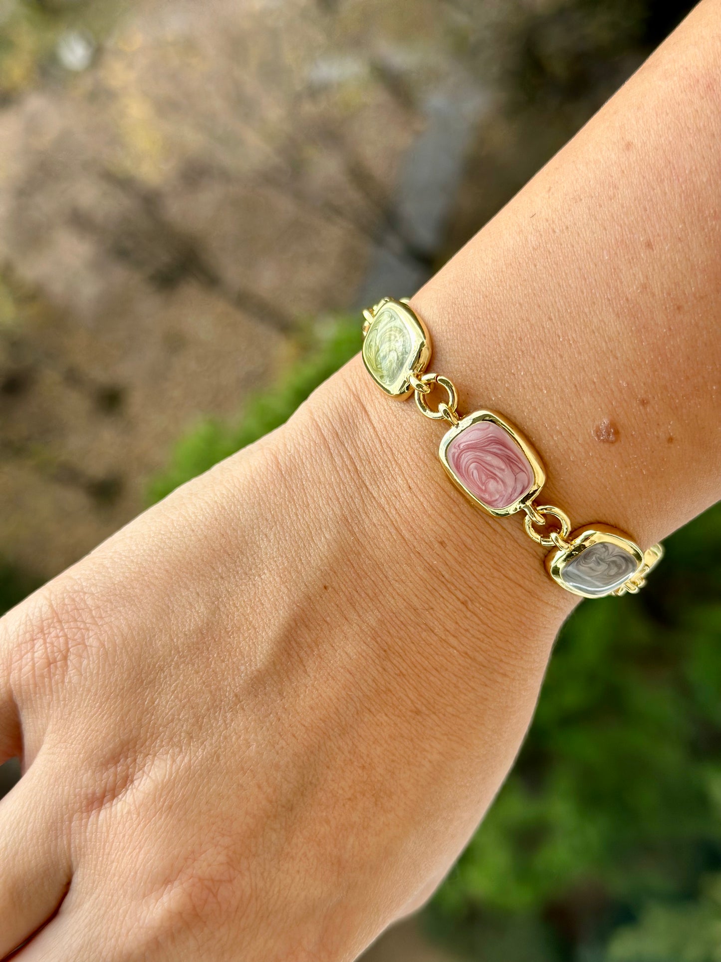 Bayard Green 14K Rhodium Plated Bracelet
