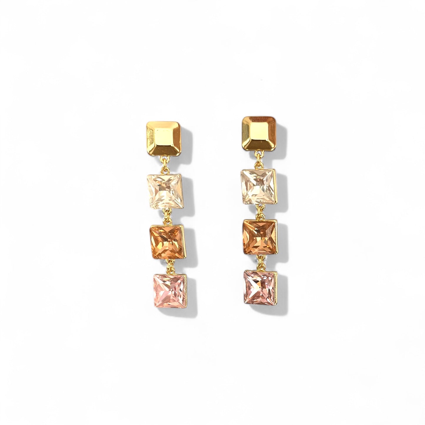 Mona Honey Color 14K Rhodium Plated Dangle Earrings