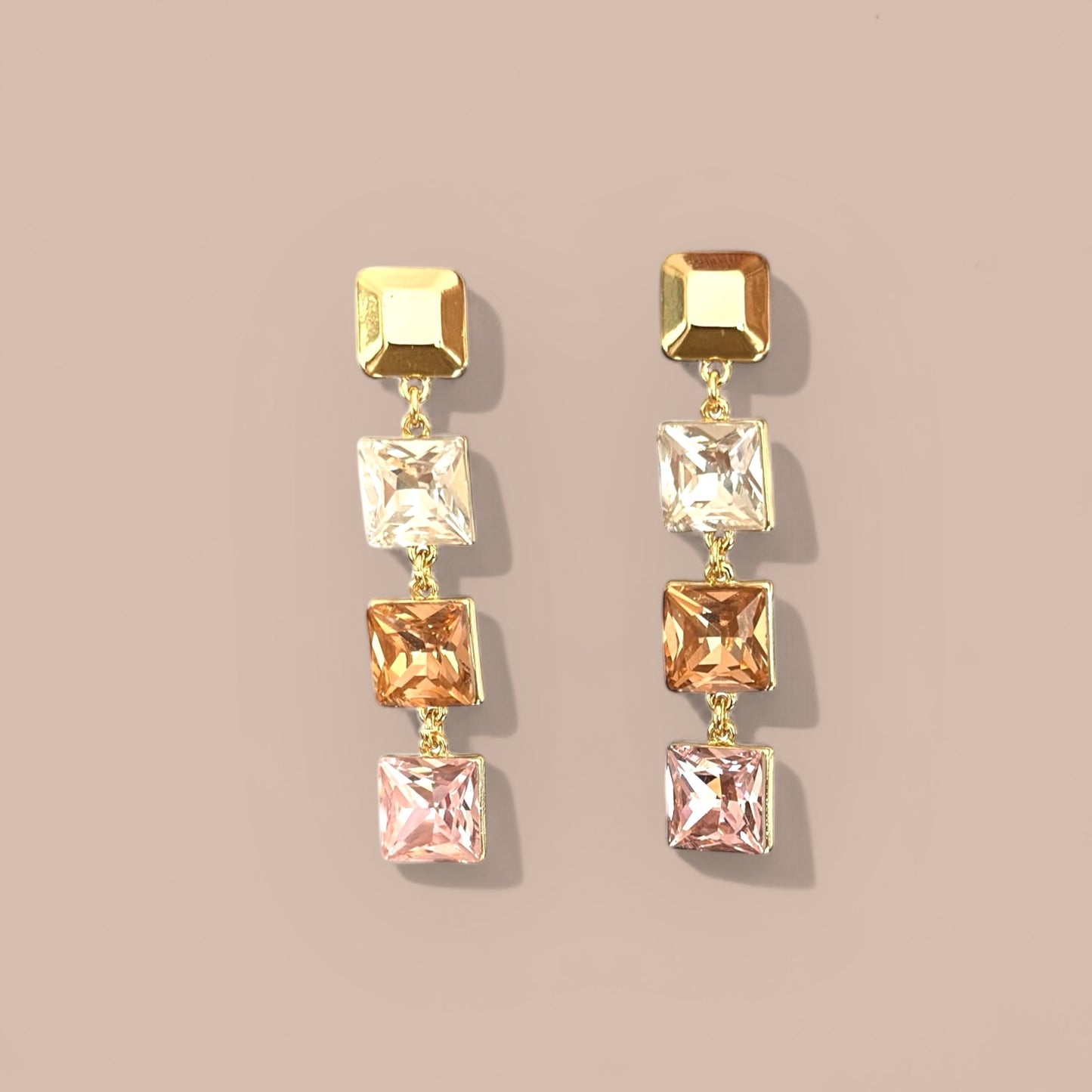 Mona Honey Color 14K Rhodium Plated Dangle Earrings