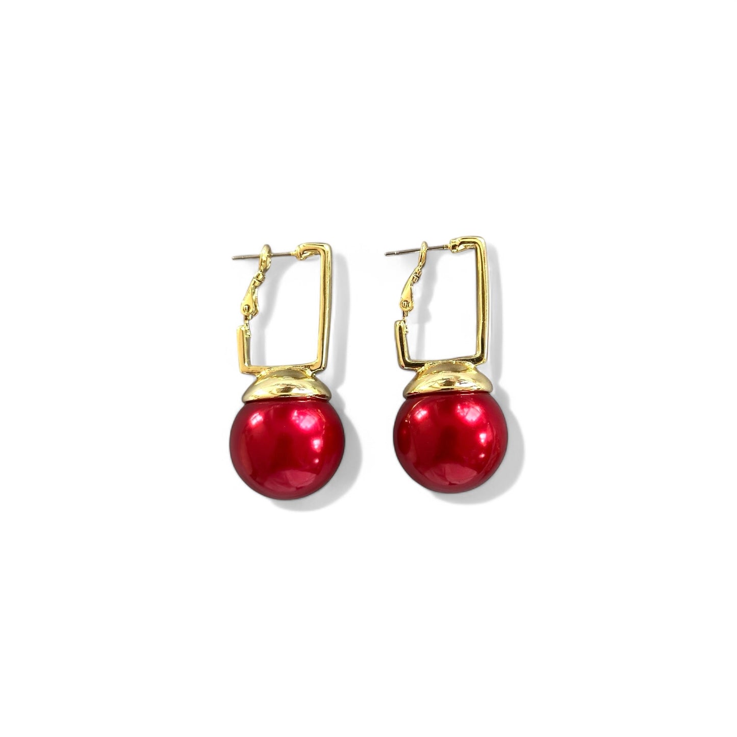 Red Bliss 14K Rhodium Plated Earrings