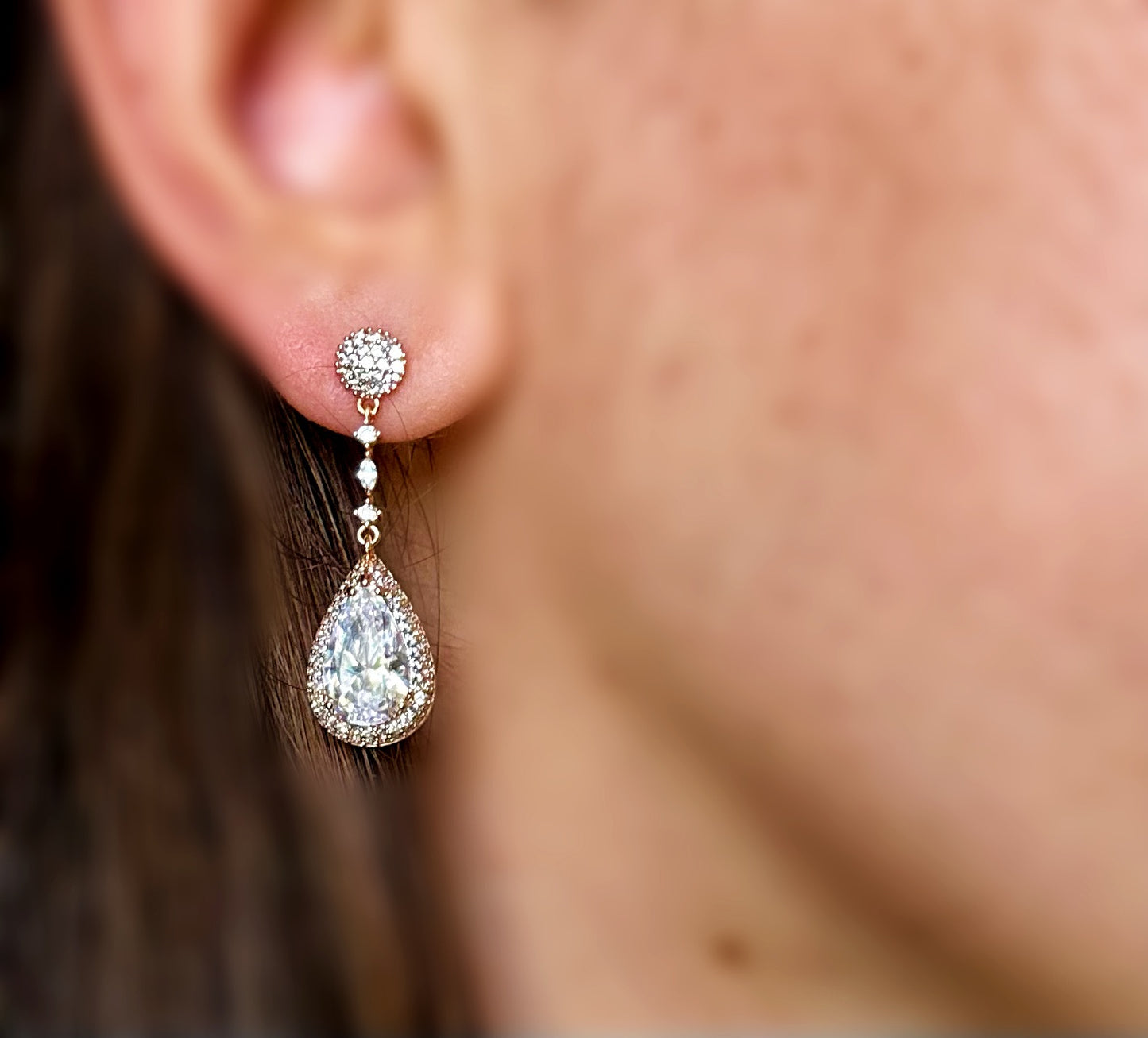 Teardrop Elegance 18K Color Dangle Earrings