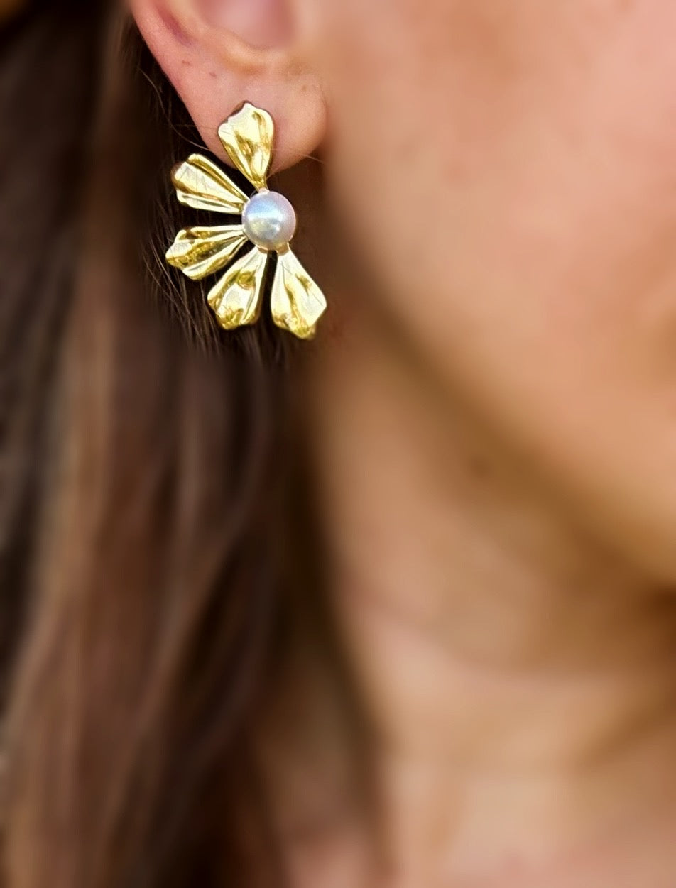 Gardenia Dangle Steel Earrings