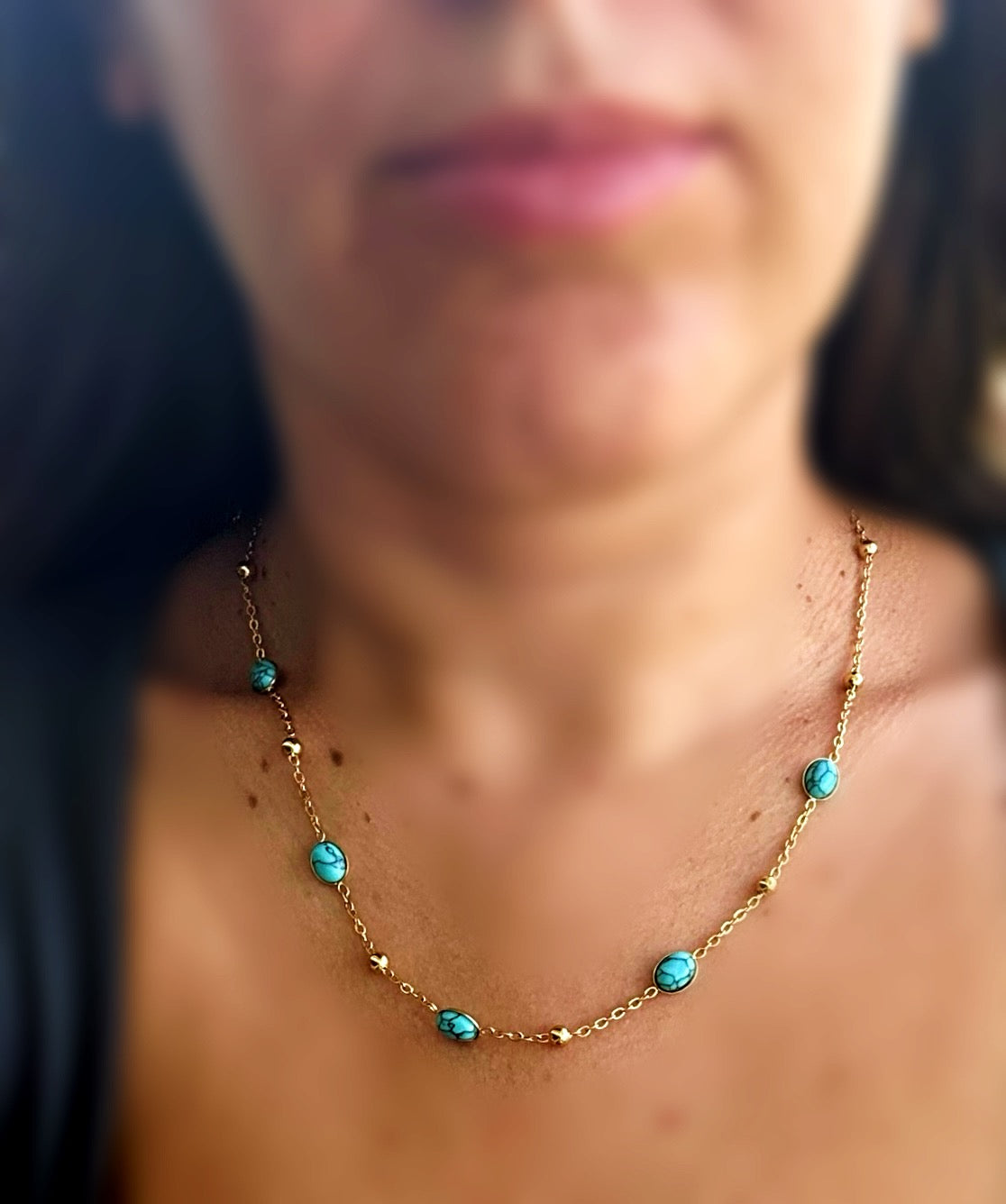 Mary Turquoise Steel Necklace