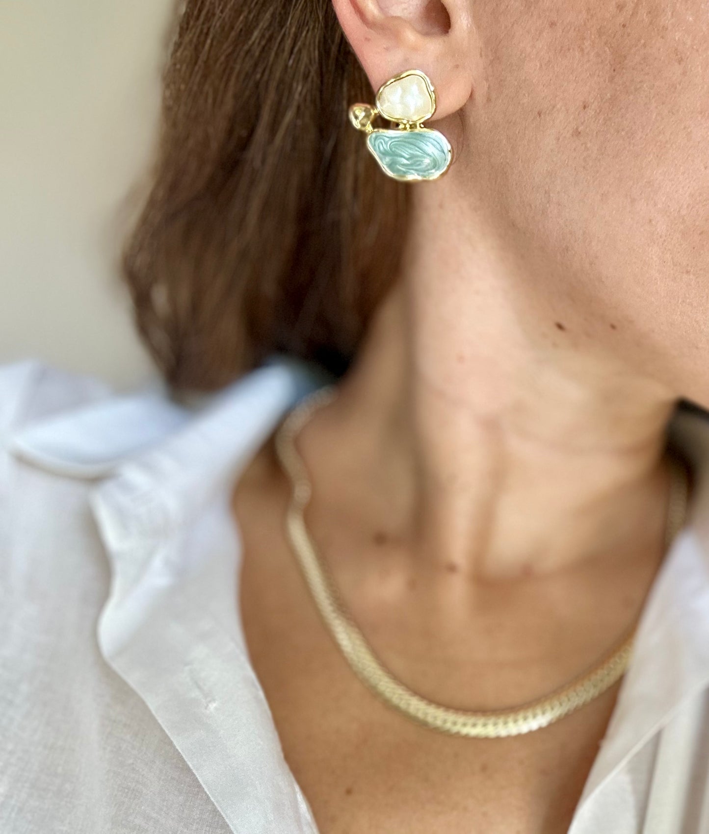 Bayard Green 14K Rhodium Plated Earrings