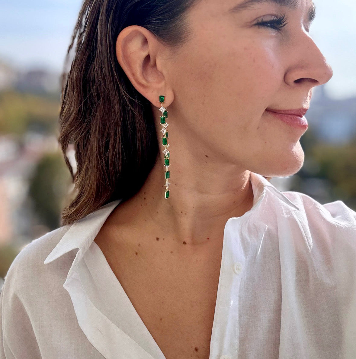 Lush Veil Rhodium Plated Dangle Earrings