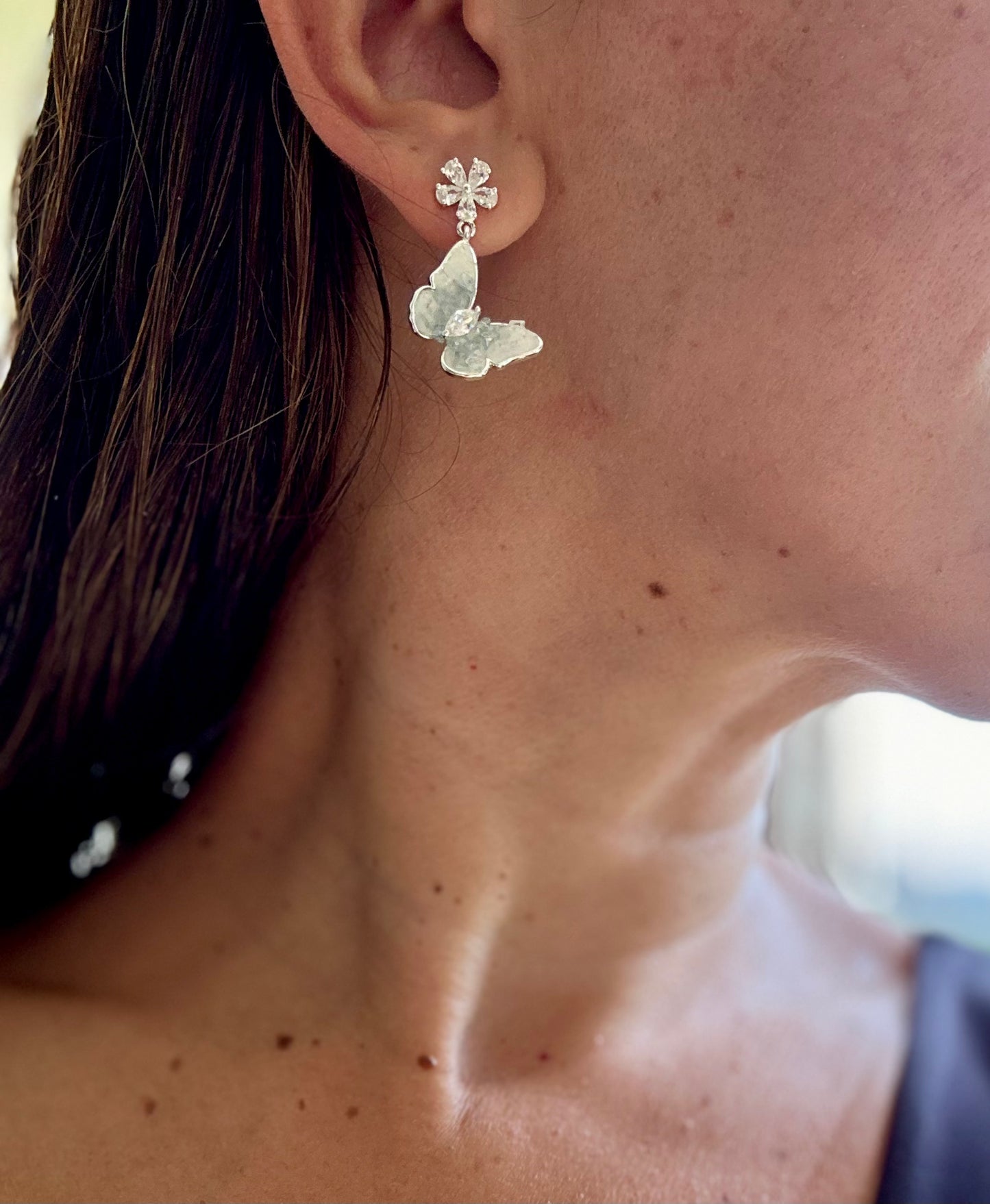 Butterfly Bliss Rhodium Plated Earrings