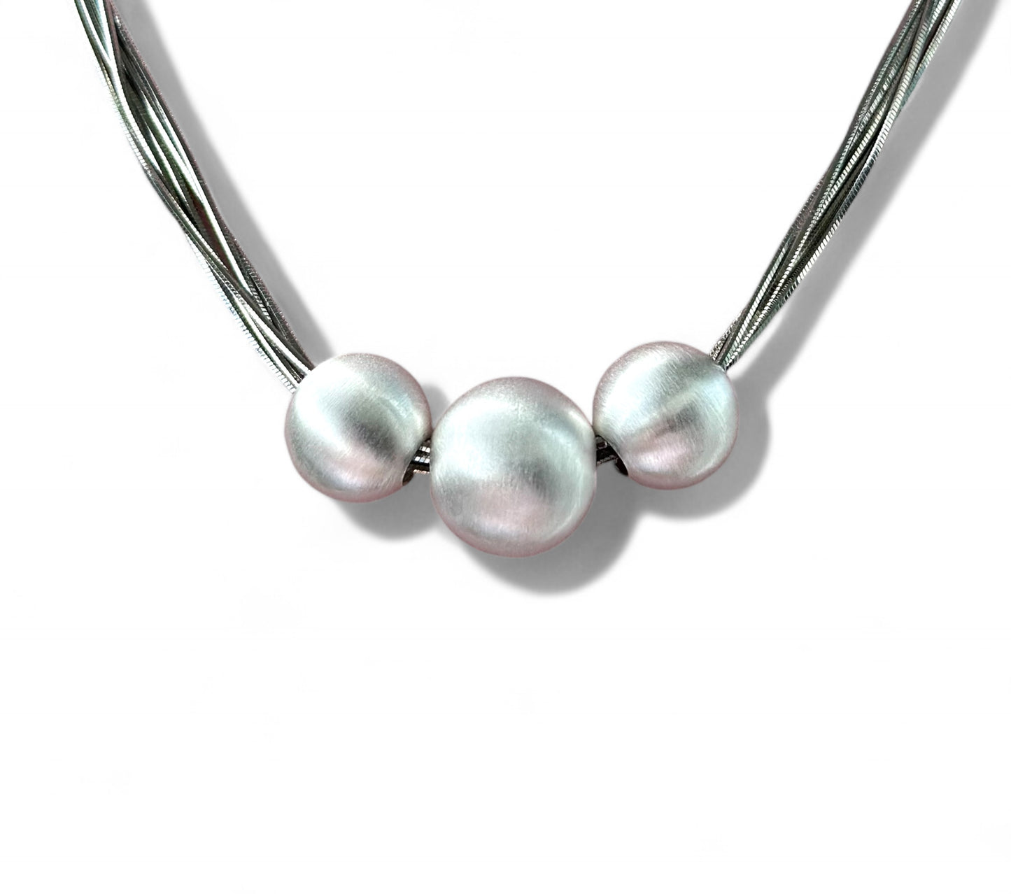 Trio Rhodium Plated Necklace