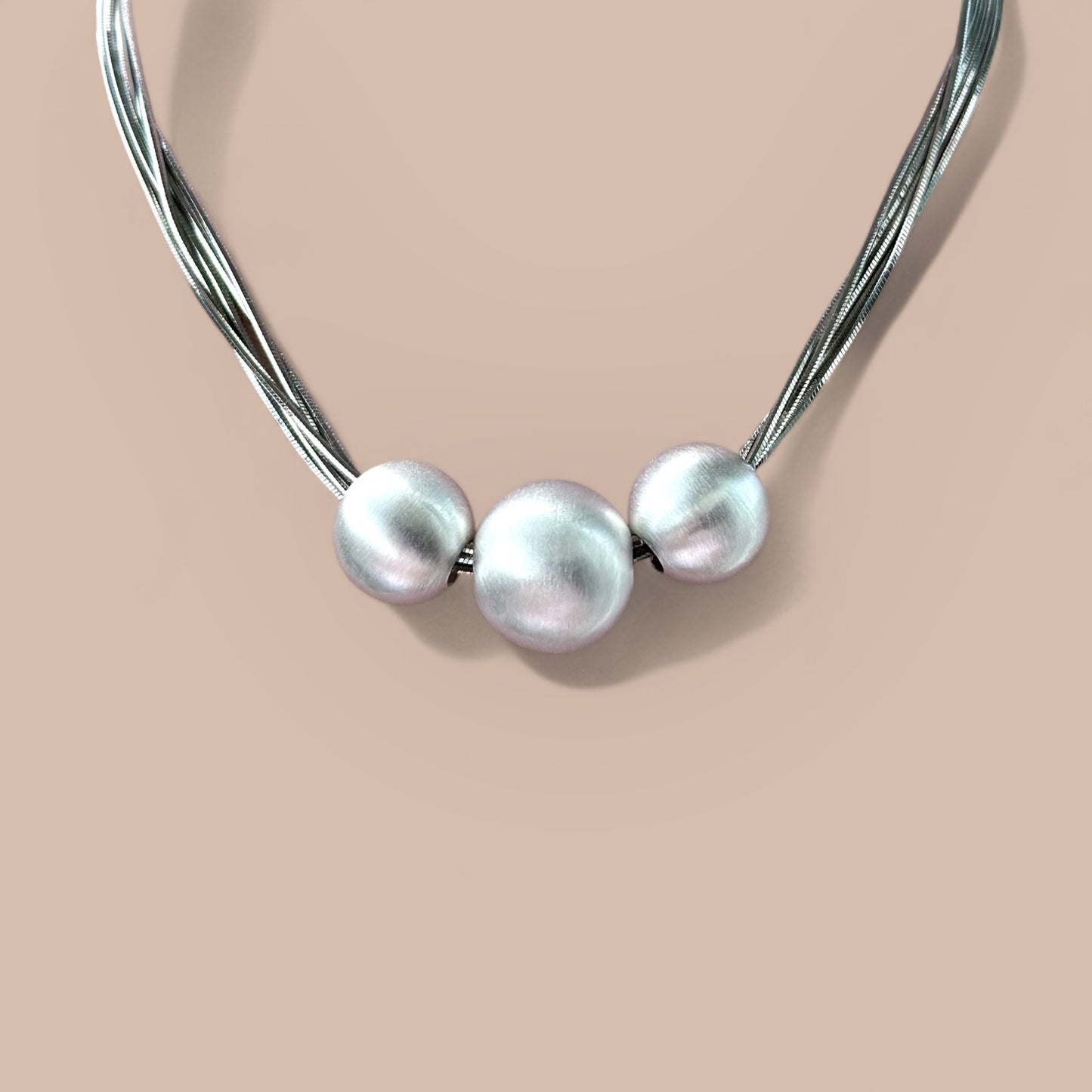 Trio Rhodium Plated Necklace