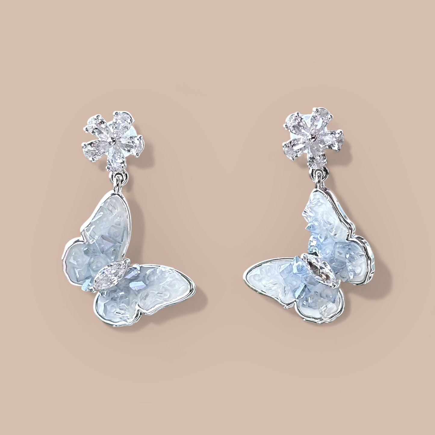 Butterfly Bliss Rhodium Plated Earrings