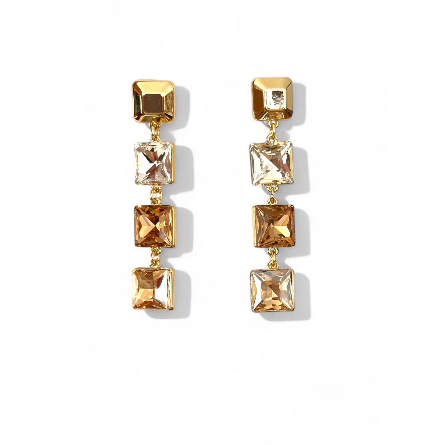 Mona Honey Color 14K Rhodium Plated Dangle Earrings