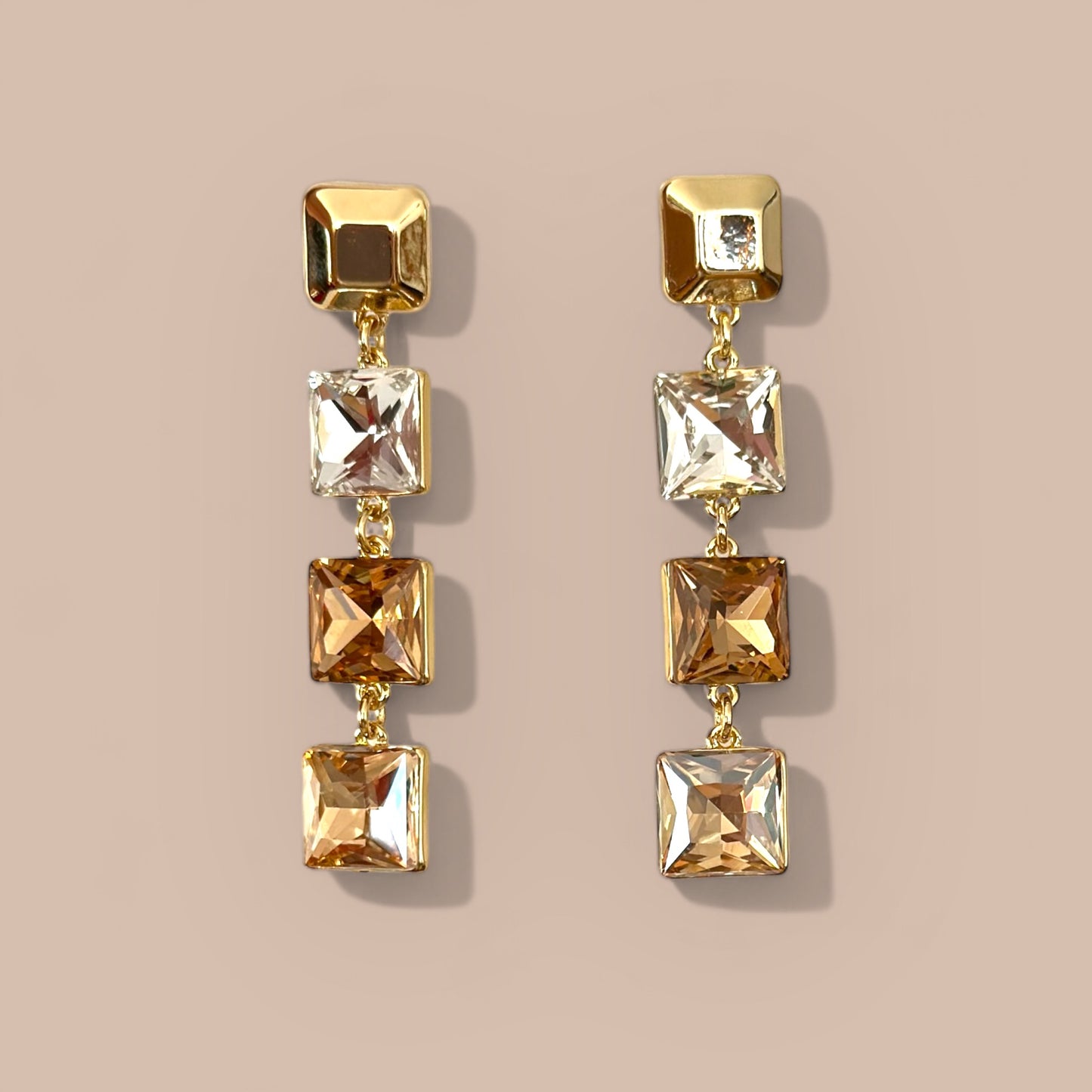Mona Honey Color 14K Rhodium Plated Dangle Earrings