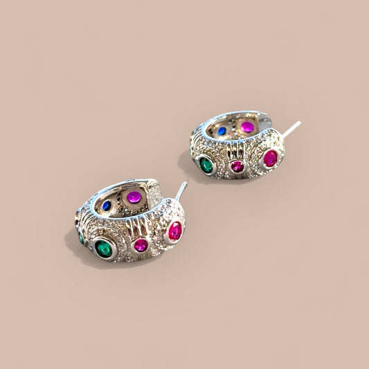 Maharani Silver Color Hoop Earrings