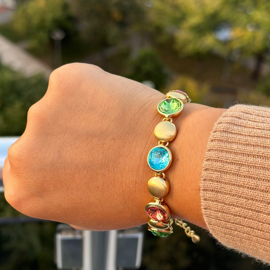 Rainbow Gleam 14K Rodyum Kaplama Bileklik