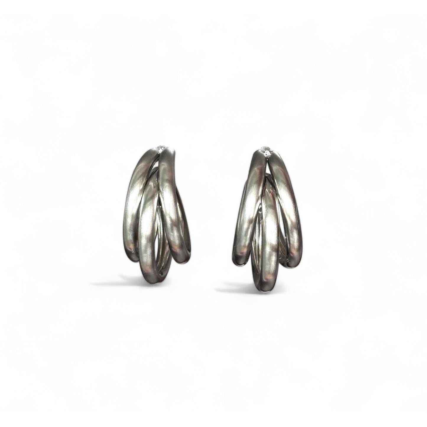 Silver Orbit Hoop Earrings