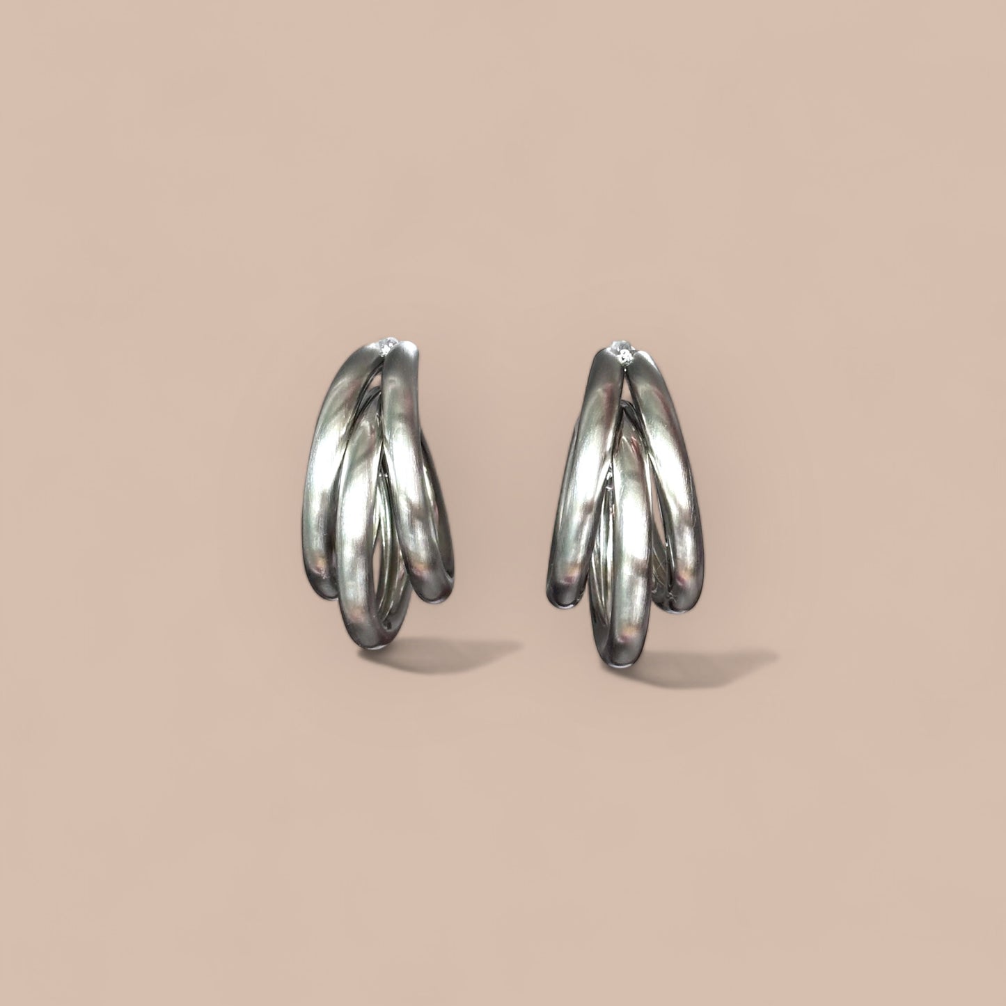 Silver Orbit Hoop Earrings