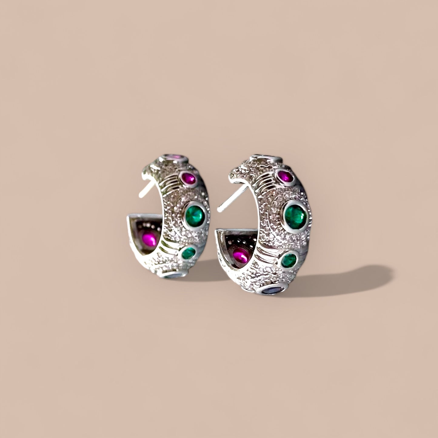 Maharani Silver Color Hoop Earrings