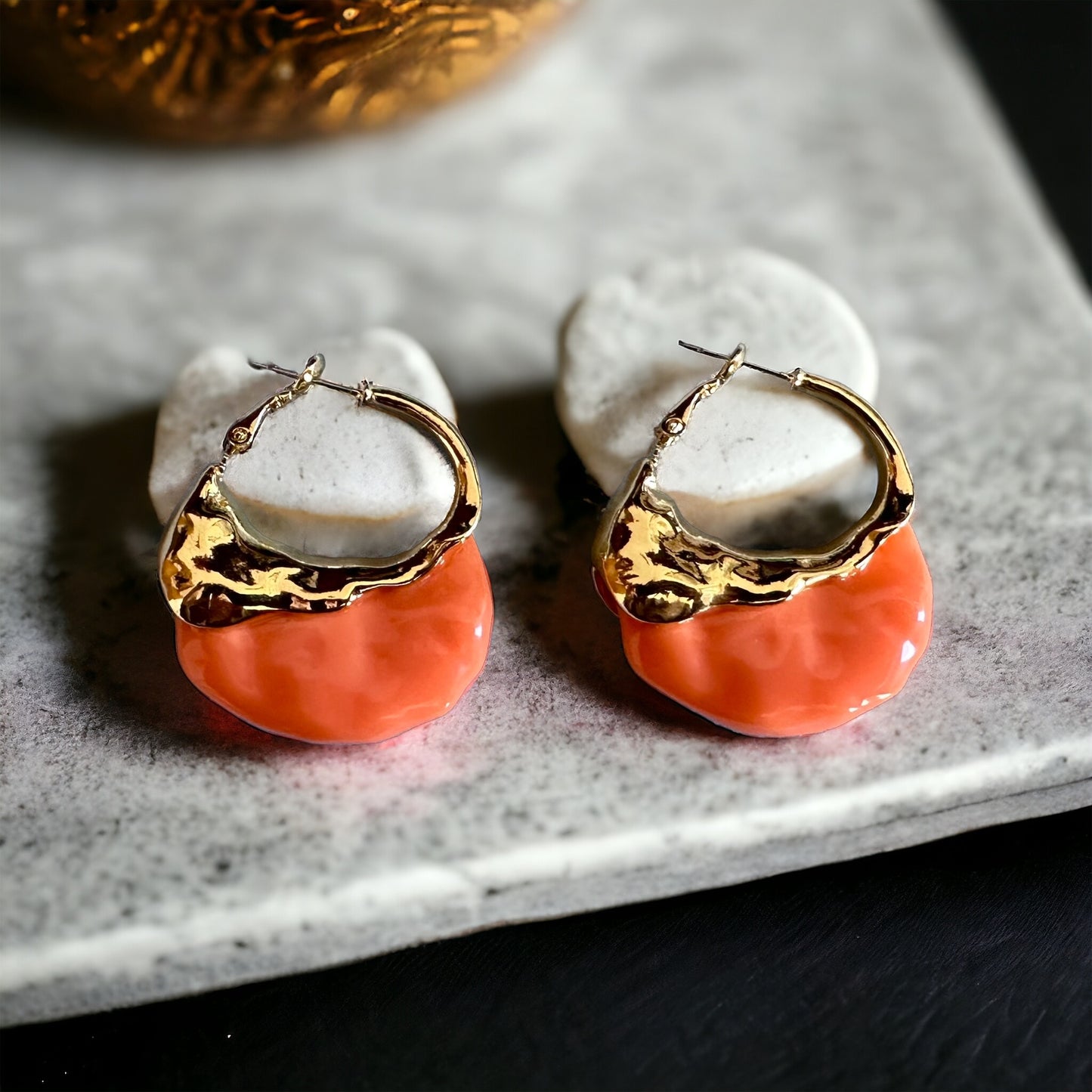 Diana Orange 14K Rhodium Plated Hoop Earrings
