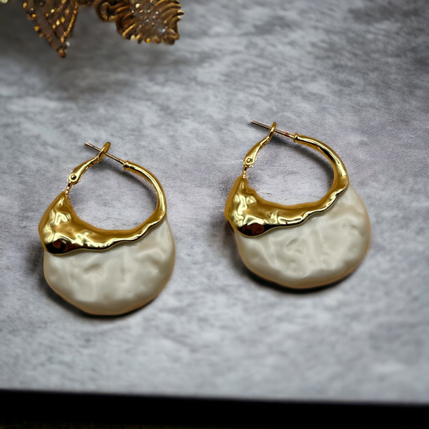 Diana Pearl 14K Rhodium Plated Hoop Earrings