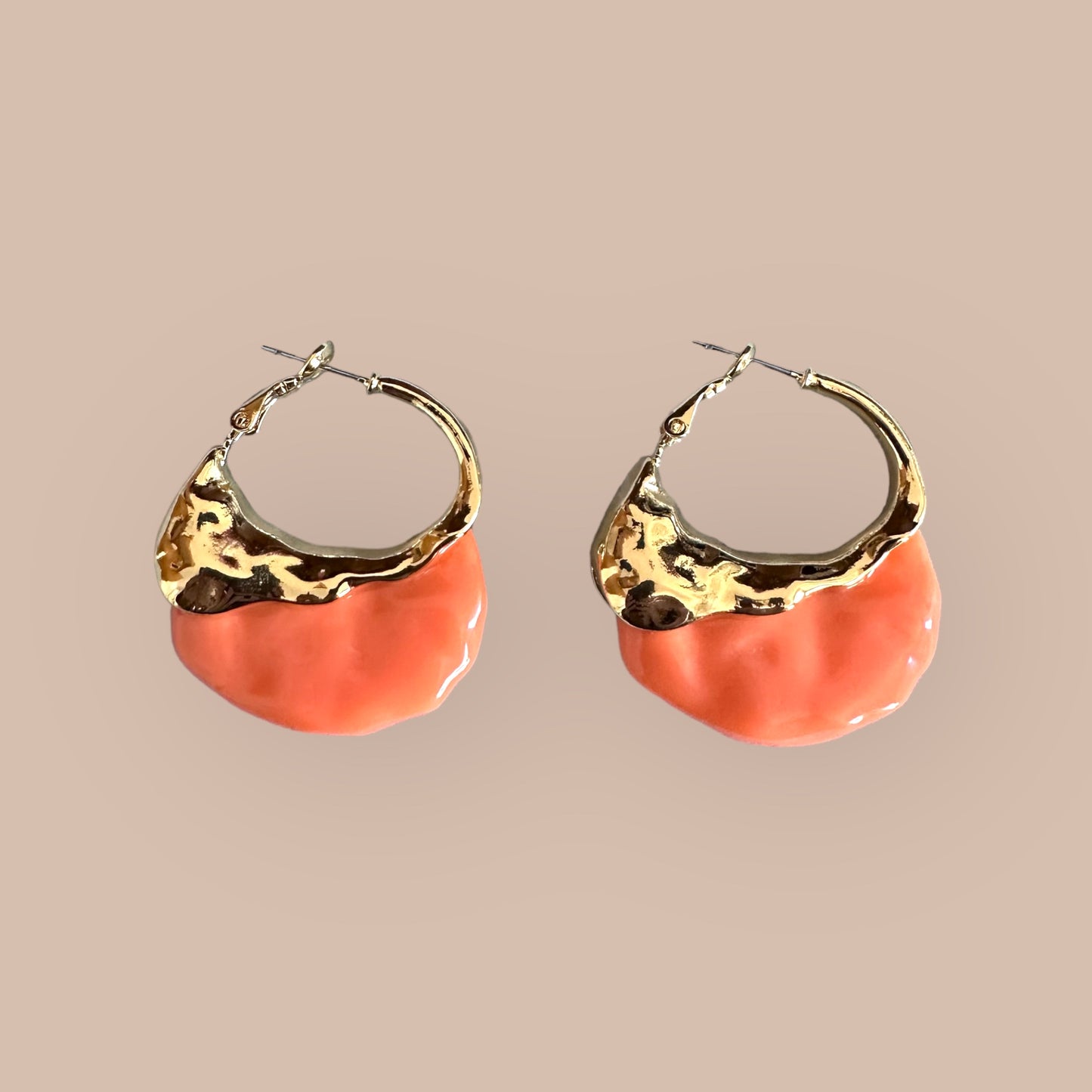 Diana Orange 14K Rhodium Plated Hoop Earrings
