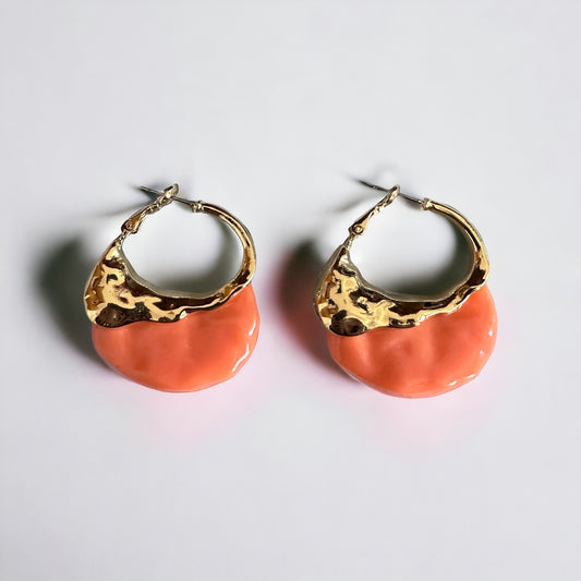 Diana Orange 14K Rhodium Plated Hoop Earrings