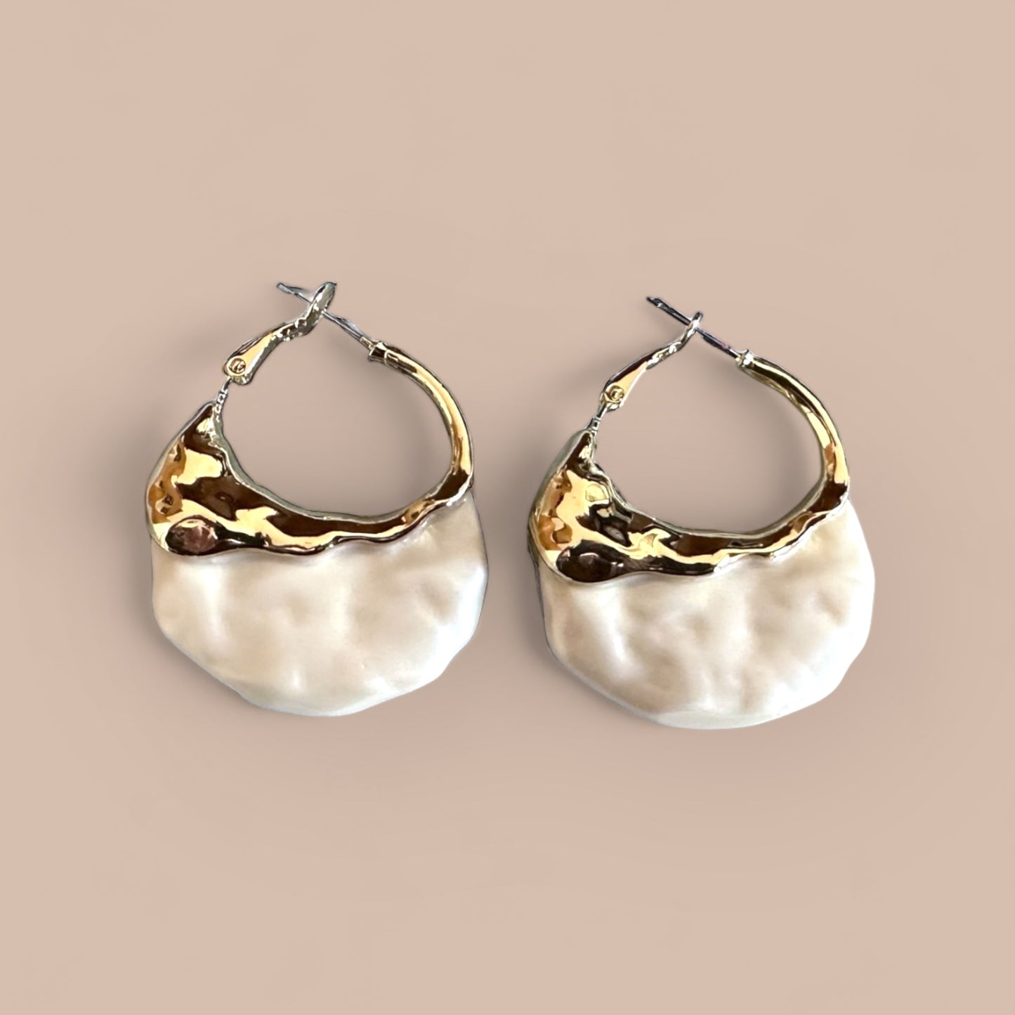 Diana Pearl 14K Rhodium Plated Hoop Earrings