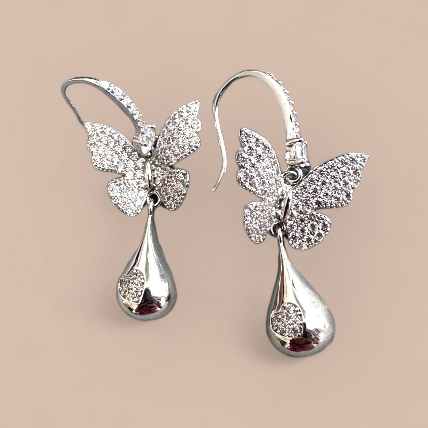 Butterfly Tear Stone Dangle Earrings