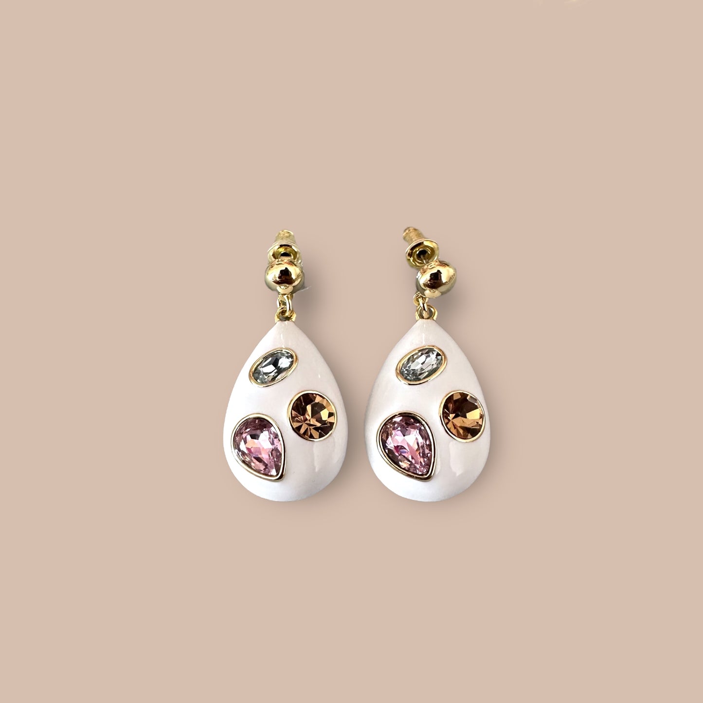 Coral Elegance Gold Color Rhodium Plated Dangle Earrings