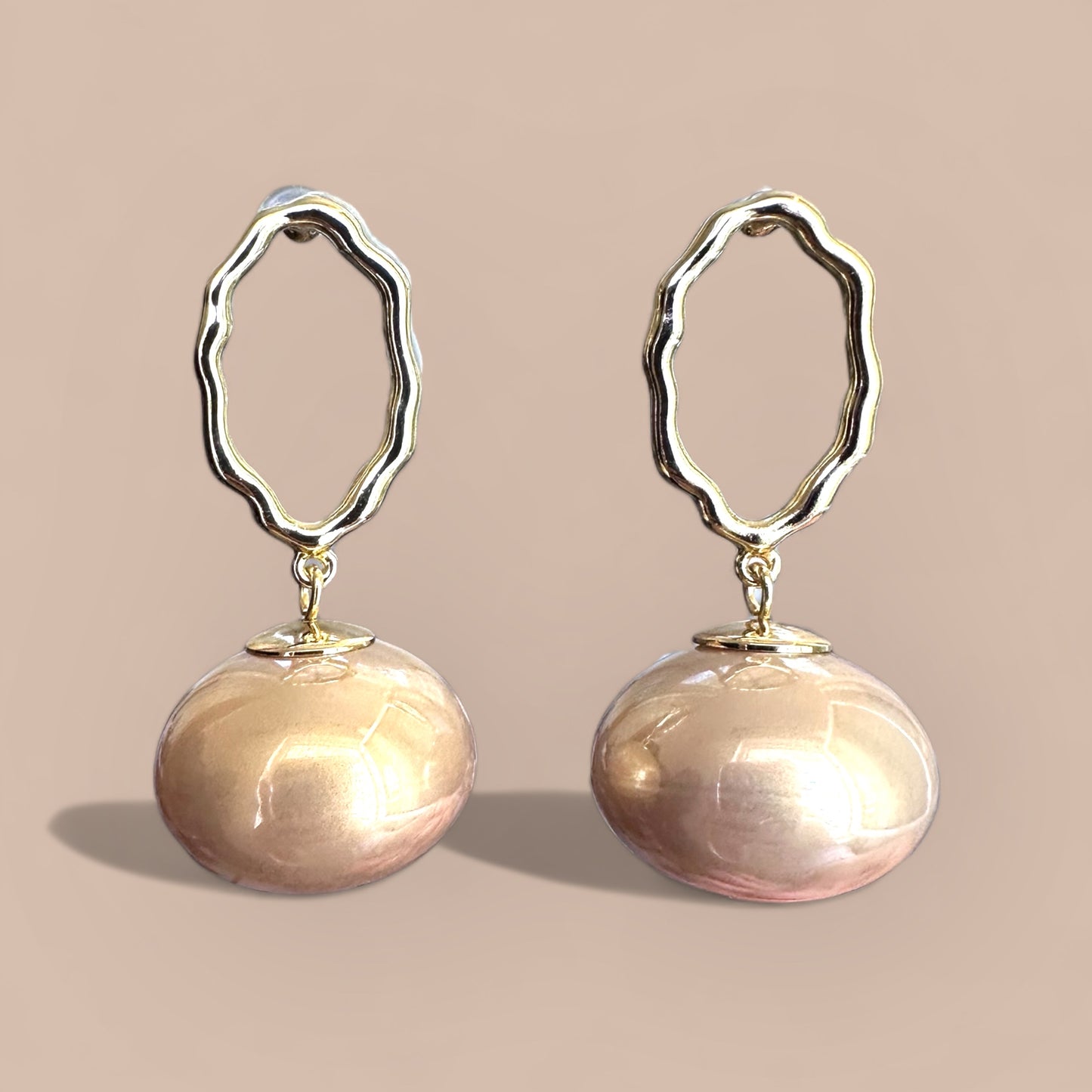 Gold Mystic Pearl Dangle Earrings
