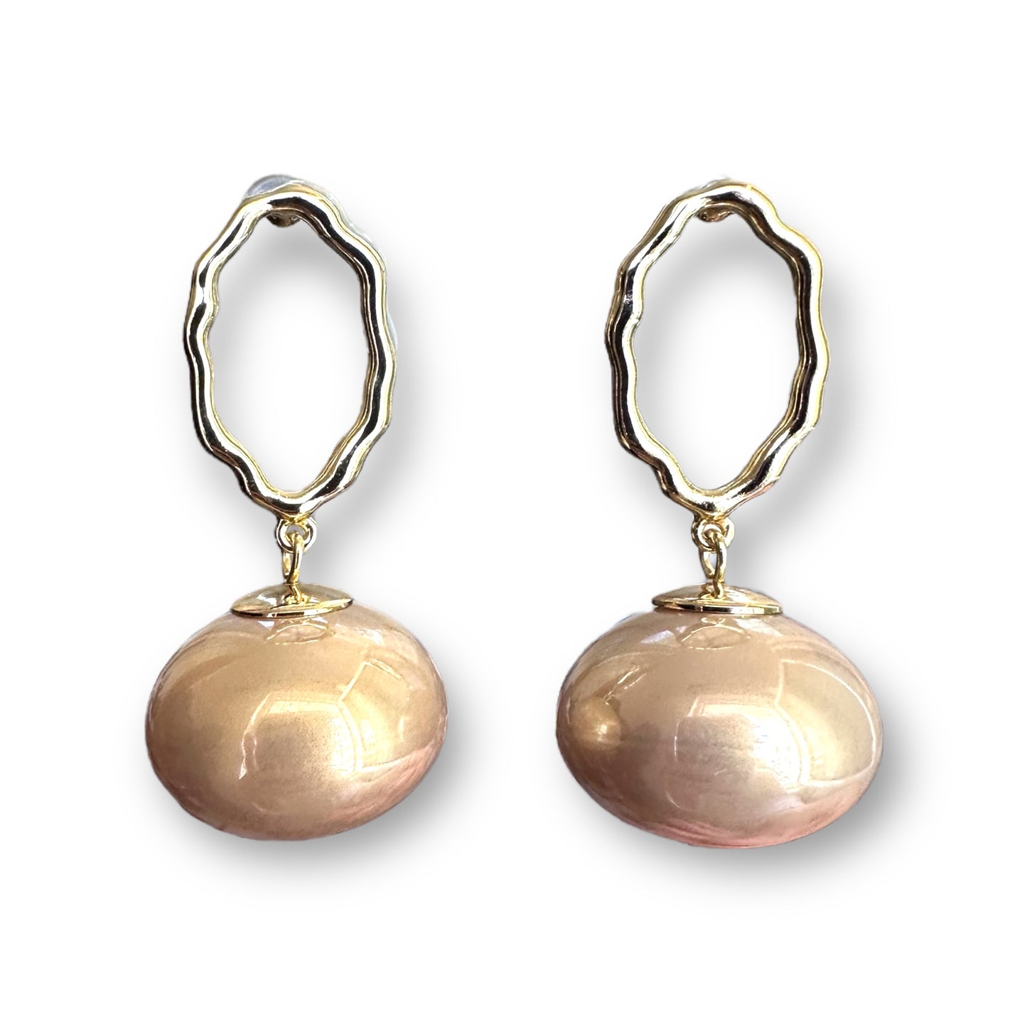 Gold Mystic Pearl Dangle Earrings