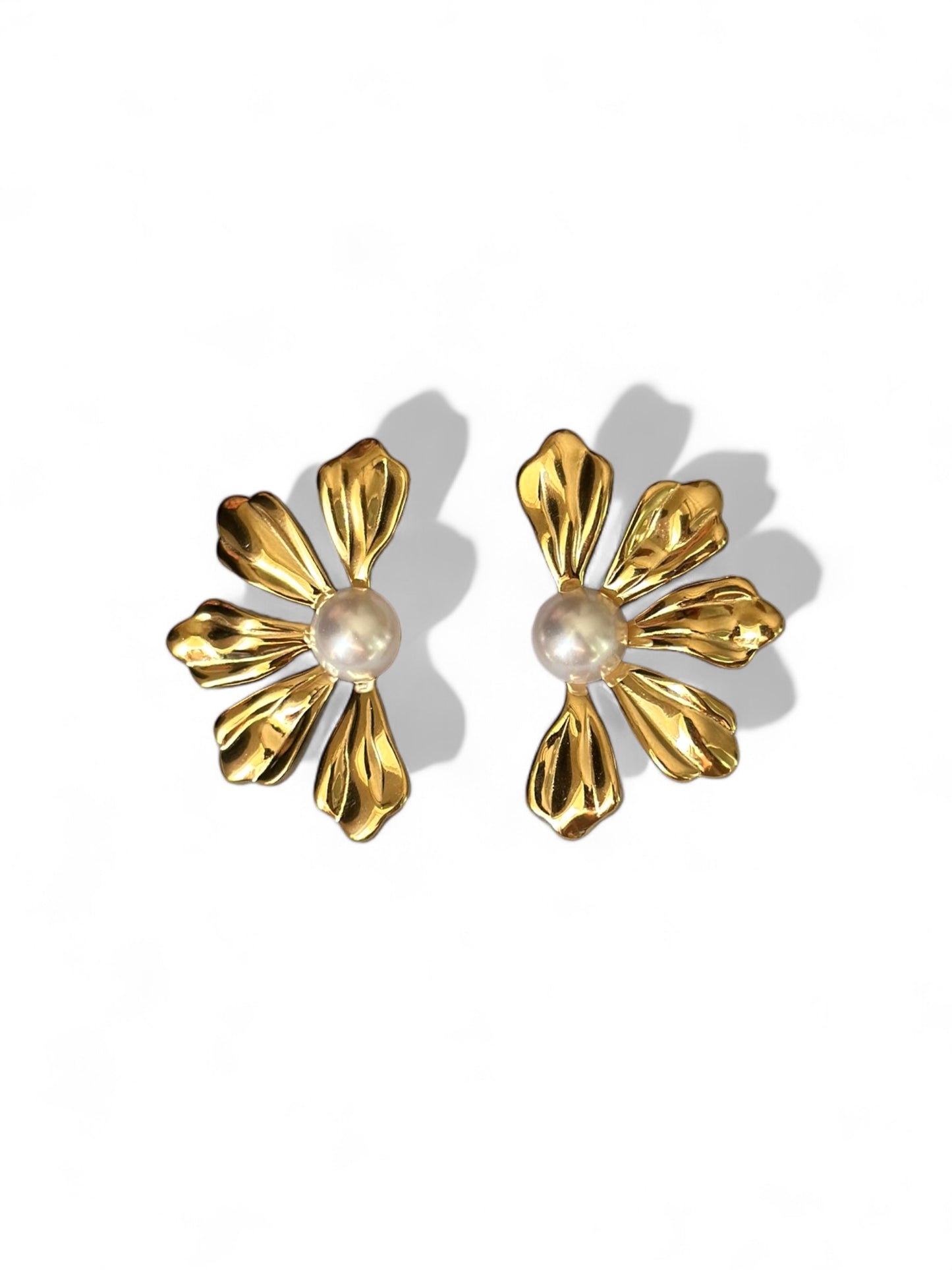Gardenia Dangle Steel Earrings