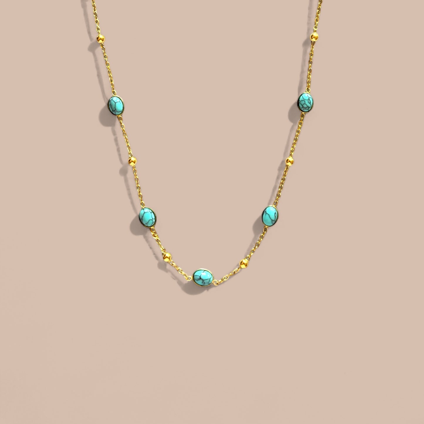 Mary Turquoise Steel Necklace